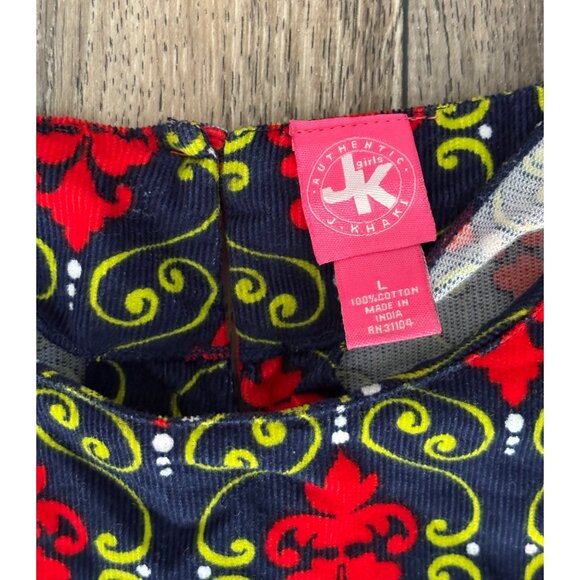 J. KHAKI BIG GIRLS L CORDUROY LONG SLEEVE DRESS PAISLEY NAVY RED YELLOW - Picture 4 of 6